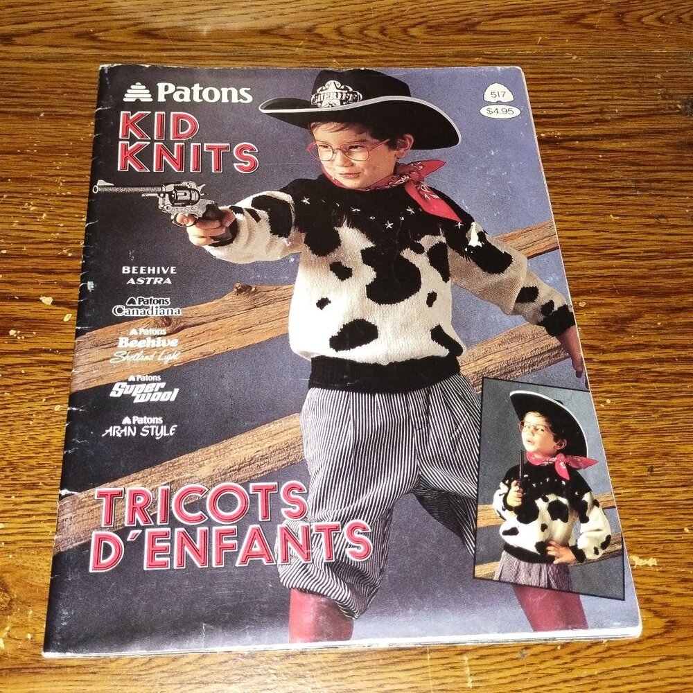 Beehive Patons Kids Knits Tricots D'Enfants Vintage Knitting Booklet #517 (1987)